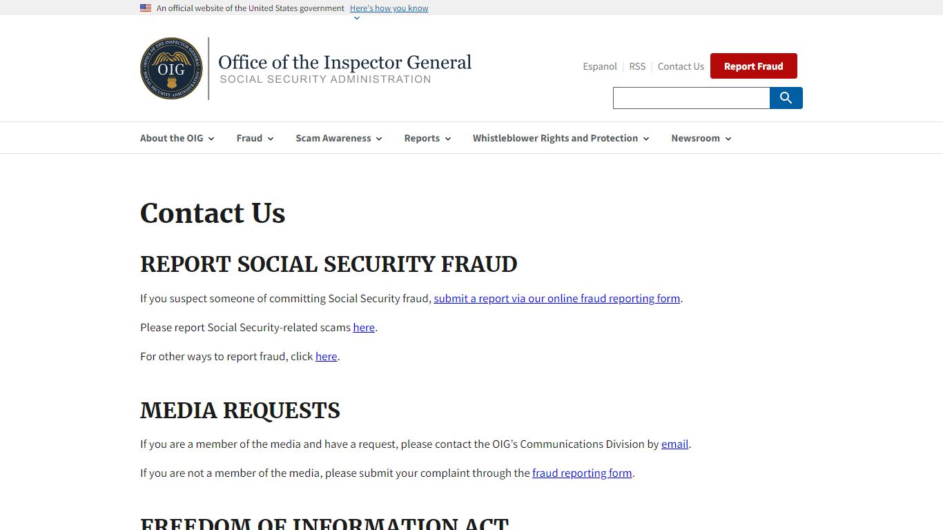 Contact Us | Office of the Inspector General